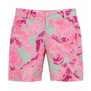 Lilly Pulitzer The Chipper Short Flamingo Floral Print Size 0 Preppy Resort Golf